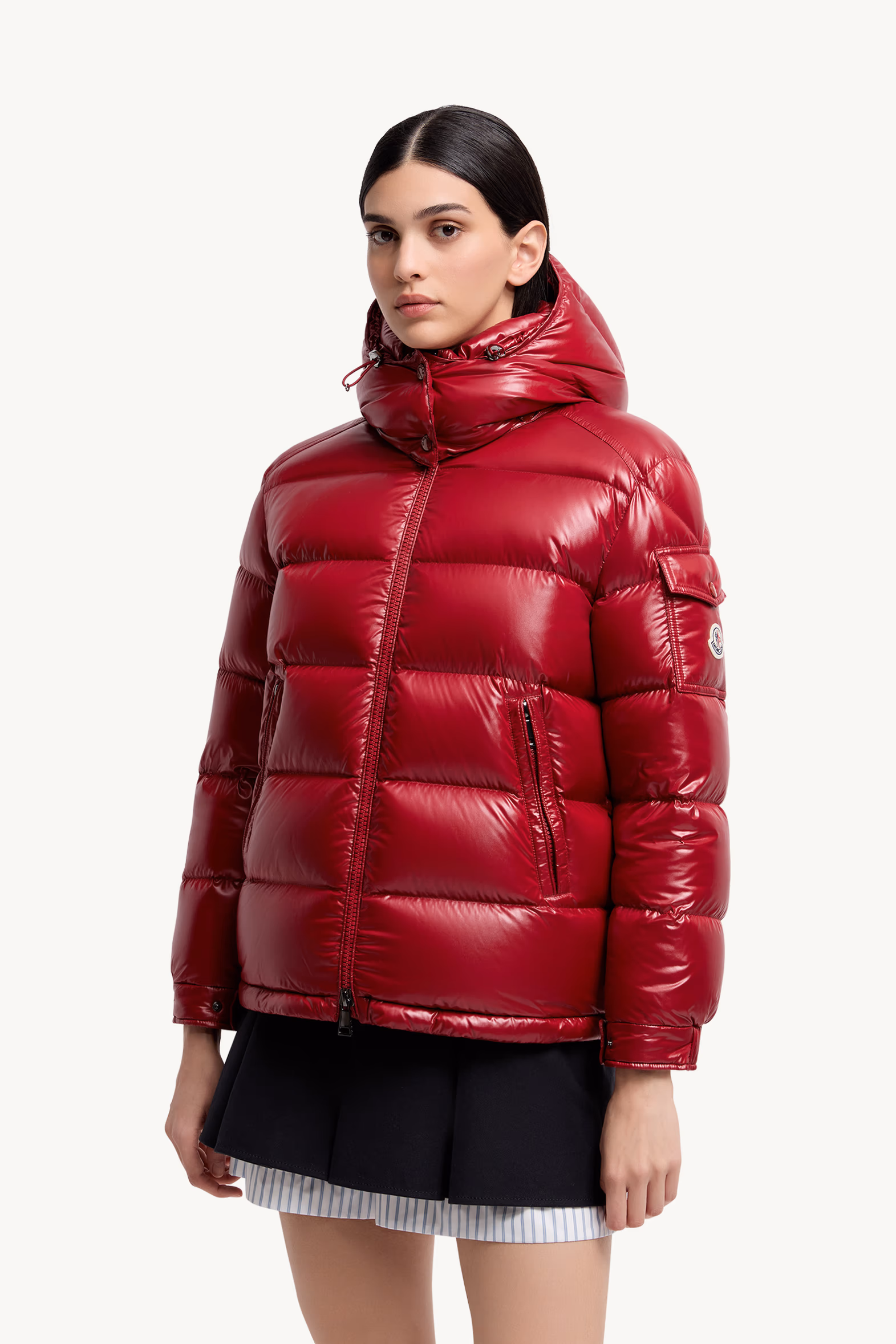 Maire Hooded Short Down Jacket Women Burgundy Moncler 3
